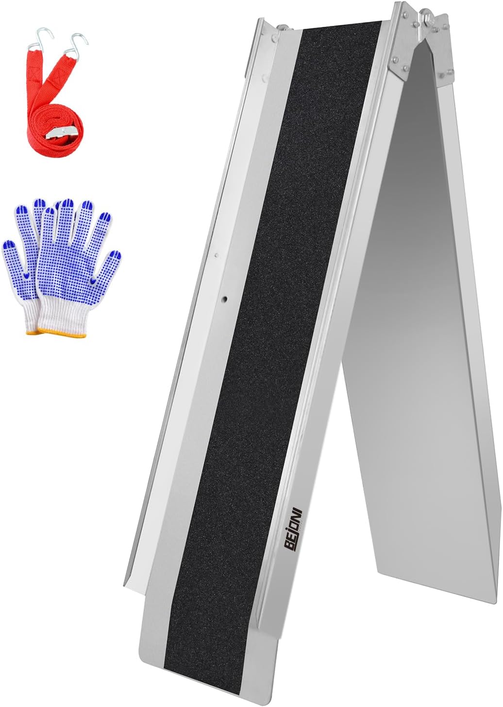 BEJONI 70 3/4" Steel Loading Ramp for Truck, 600 Lbs Ramp for Dirtbike with Anti-Slip Surface, Folding Tailgate Ramps for Stairs，Pickup Trucks，ATV, Tractors, E-Bike, Motorcycle, 1PC