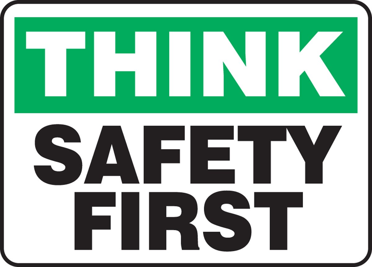 AccuformNMC MGNF956VP Plastic Safety Sign, "Think Safety First", 7" Length x 10" Width x 0.055" Thickness, Green/Black on White, American Made Safety Tags, Signs, and Labels