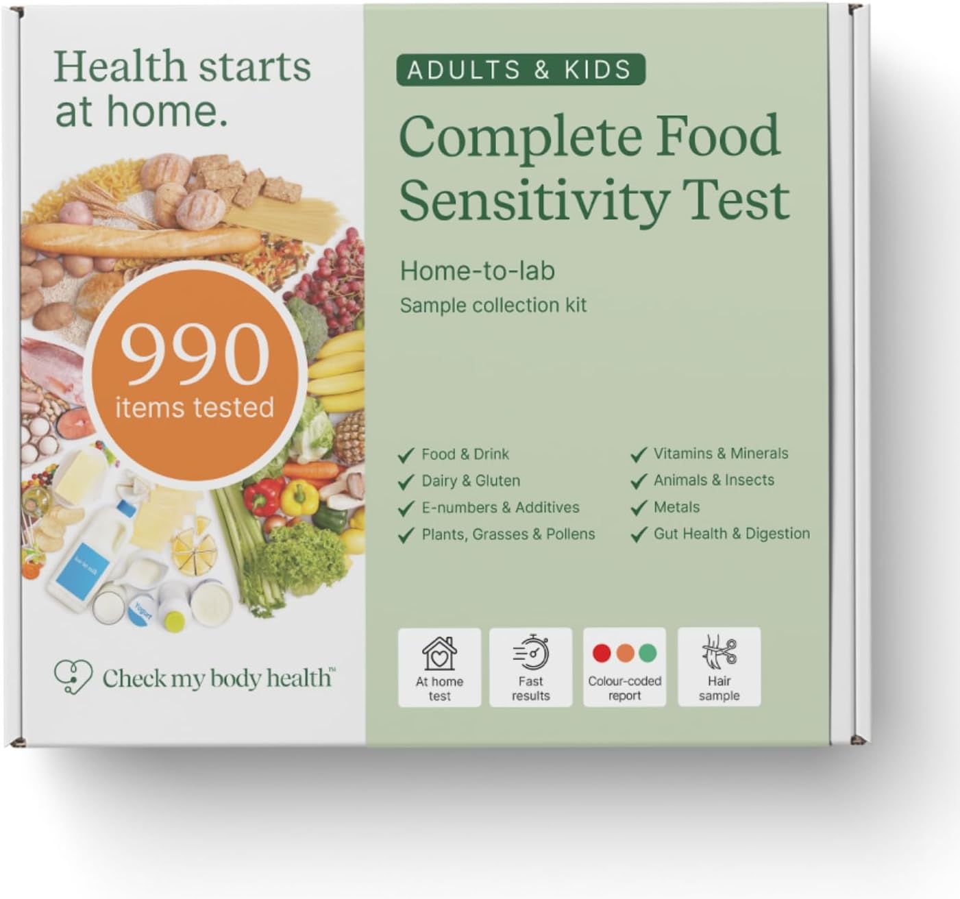Check My Body Health 990 Items Complete Food Sensitivity Test Kit for Adults – Non-Invasive Food Intolerance Test Kit – at-Home Testing Kits with Results in 3–5 Days