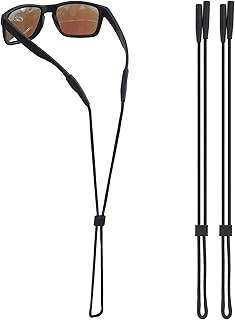 Eye Glasses Holder Strap - Sunglasses Straps Cords for Men Women Kids - Eyeglass Holders Around Neck - Eyewear String Lanyard Retainer - 2 PCS（Black