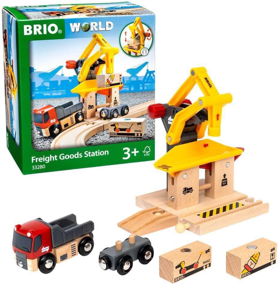 BRIO World Freight Goods Station for Kids Age 3 Years Up - Wooden Railway Train Accessories and Add Ons
