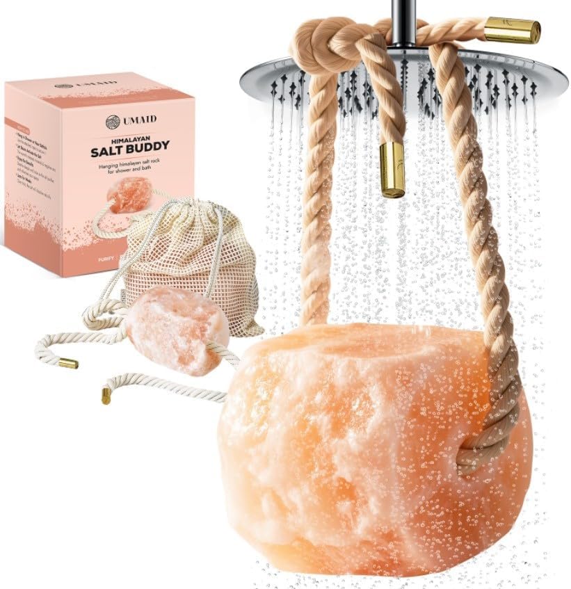UMAID Himalayan Salt Buddy™ 4 lb Himalayan Salt Rock for Shower & Bath – Luxury Spa Gift for Relaxation & Wellness – Unique Holiday Gift Idea 2025 for Men, Women & Couples