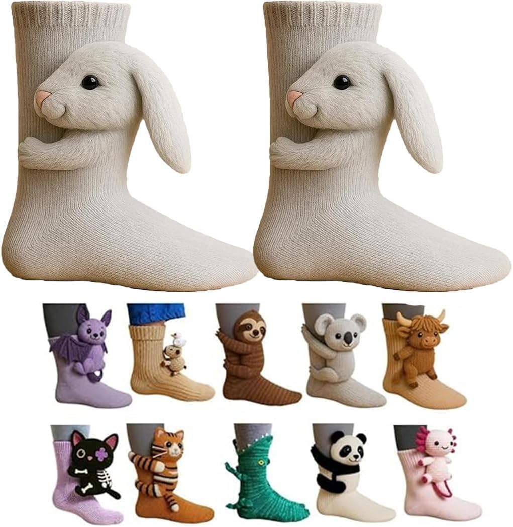 2026 New 3D Knit Animal Socks, Novelty Floor Sock for Christmas, Cute Novelty Animal Socks, Cute Hand Crochet Knit Sock, Winter Warm Floor socks for Adults, Breathable Anti-Sweat Design