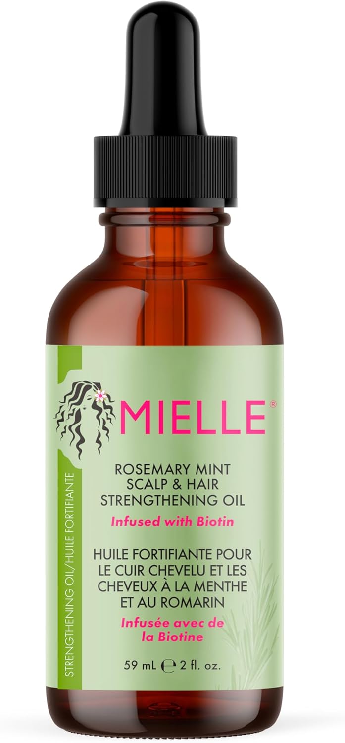 Mielle Rosemary Mint Scalp & Hair Strengthening Oil for All Hair Types, Biotin Infused, 59 ml (Pack of 1)