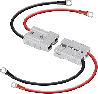 DC HOUSE Anderson Connector 50A Kit Anderson Plug 8 Guage 0.98ft Battery Cables Waterproof Quick Connectors for Lifepo4 Battery Power Transfer