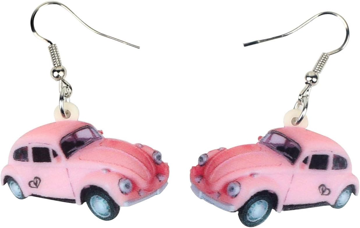 NEWEI Acrylic Novelty Beetle Car Earrings Camper Truck Dangle For Women Fashion Car Accessories Jewelry Charm Gift