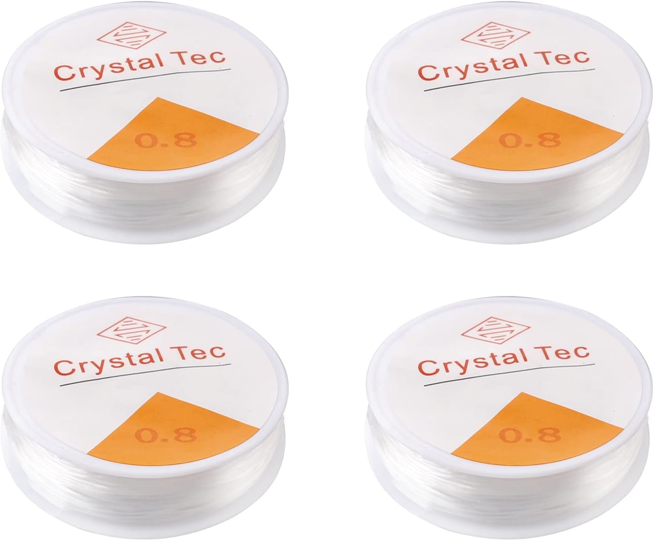 Lanjue 4 Pcs 0.8mm Clear Elastic String, Elastic Bead Thread Bracelet String Beaded String Clay Bead String Stretchy Bead Cord Crystal String for Jewelry Necklace Bracelet Making