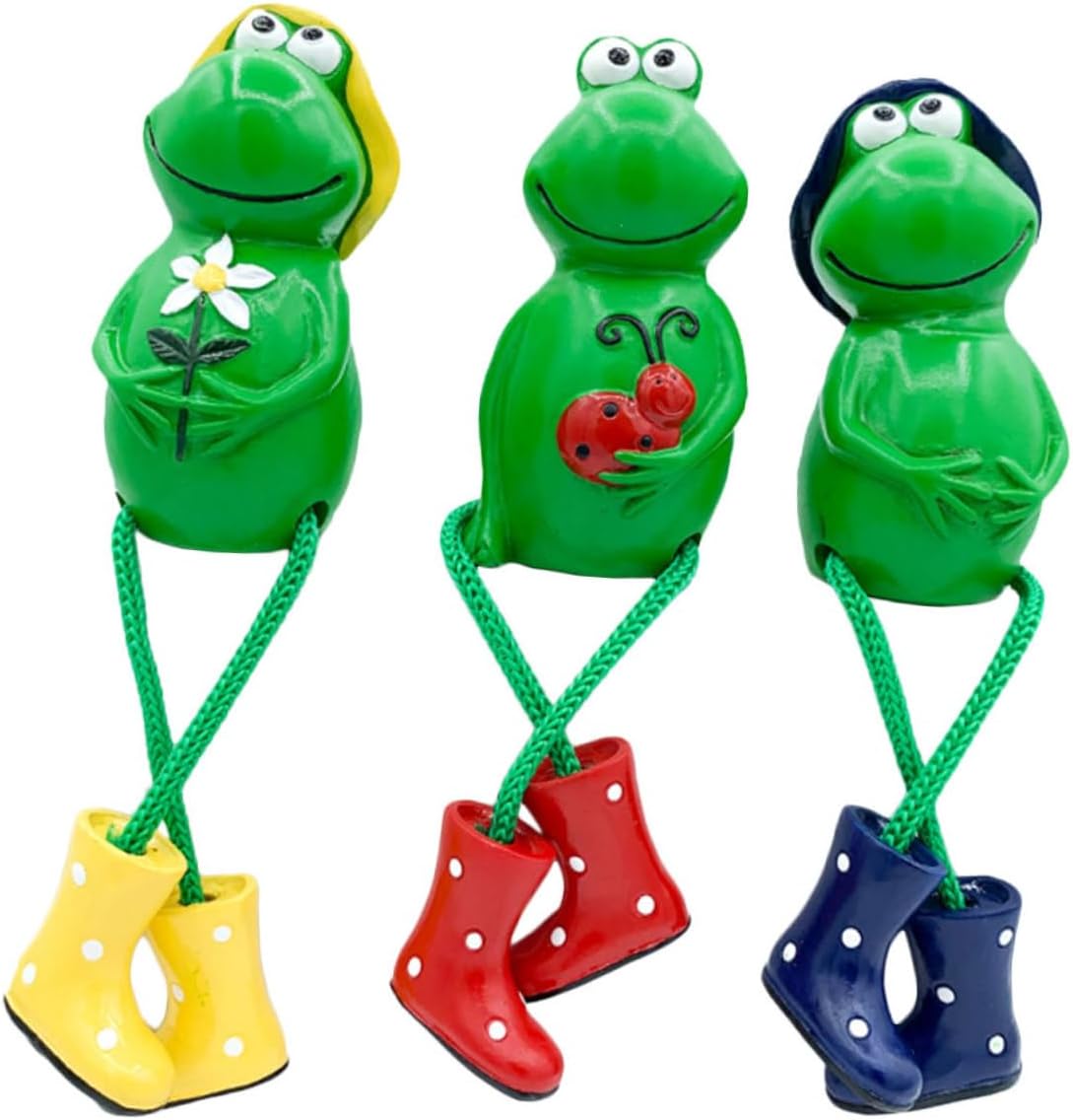 Cabilock 3pcs Cartoon Frog-shaped Resin Ornaments Desk Decor Decoration Figurines