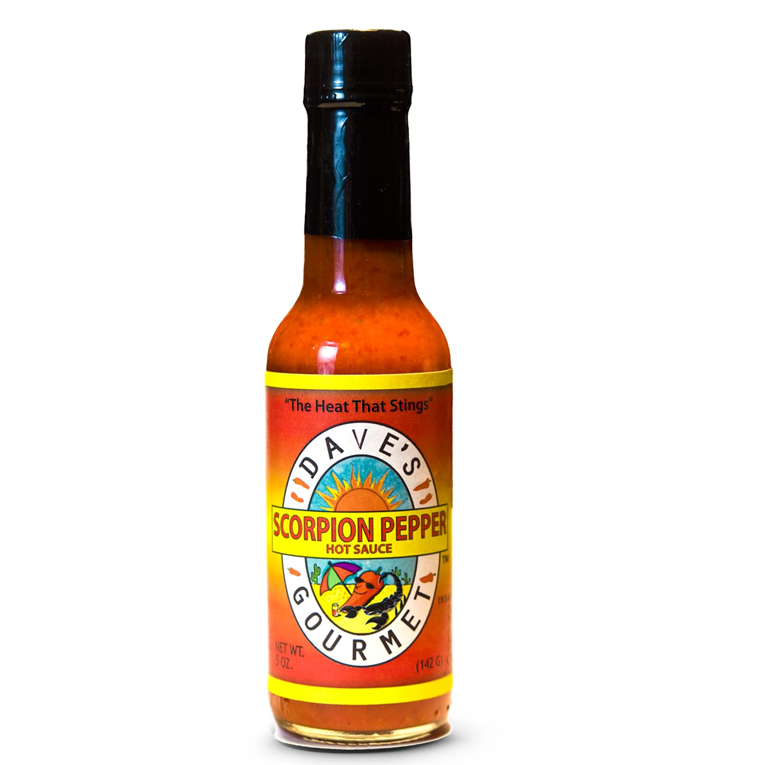 Dave's Gourmet Scorpion Pepper Hot Sauce - Extract-Free Insanely Hot Flavor - Hot Sauce for Burgers, Stews, Tacos, Pizza & More - Spicy Gluten-Free, Low Fat and Sodium - 5oz (Pack of 1)