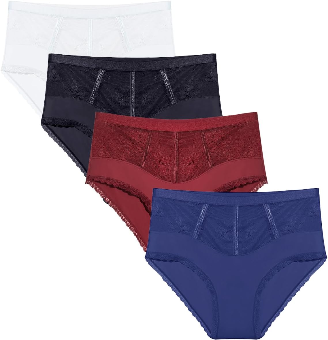 SEISILUORA Women's Sexy High Waist Lace Knickers Women Lingerie Underwear Tommy Control Briefs Floral Lace Boy Shorts