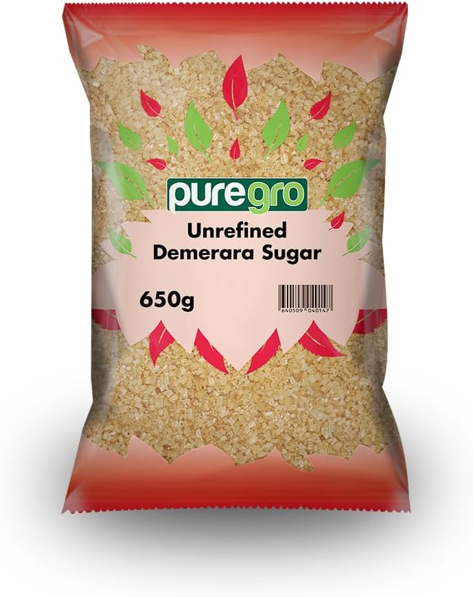 Puregro Demerara Sugar | Premium Golden Cane Sugar | Perfect for Baking & Beverages | For Everyday Use | Crystals For Tea, Coffee & Desserts | Rich, Golden Brown Sugar | Weight 650g | Pack of 1