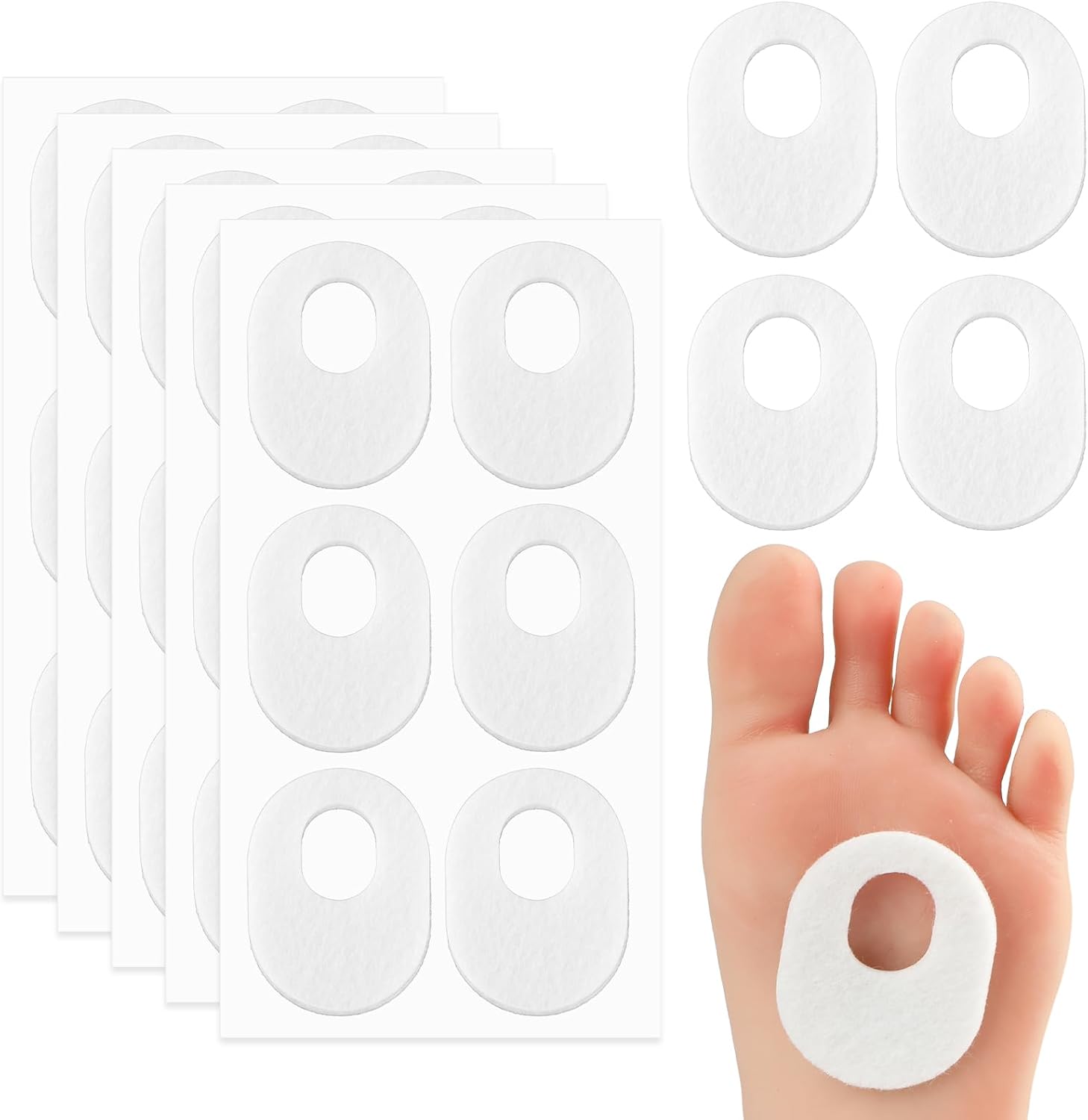 Aster 30 Pack Corn Pads for Bottom of Foot, Soft Felt Oval Shape Callus Cushion, Adhesive Foot Callus Pads for Men and Women, Self Stick Callus Corn Pad to Relief Pain from Calluses, Corns, Blisters