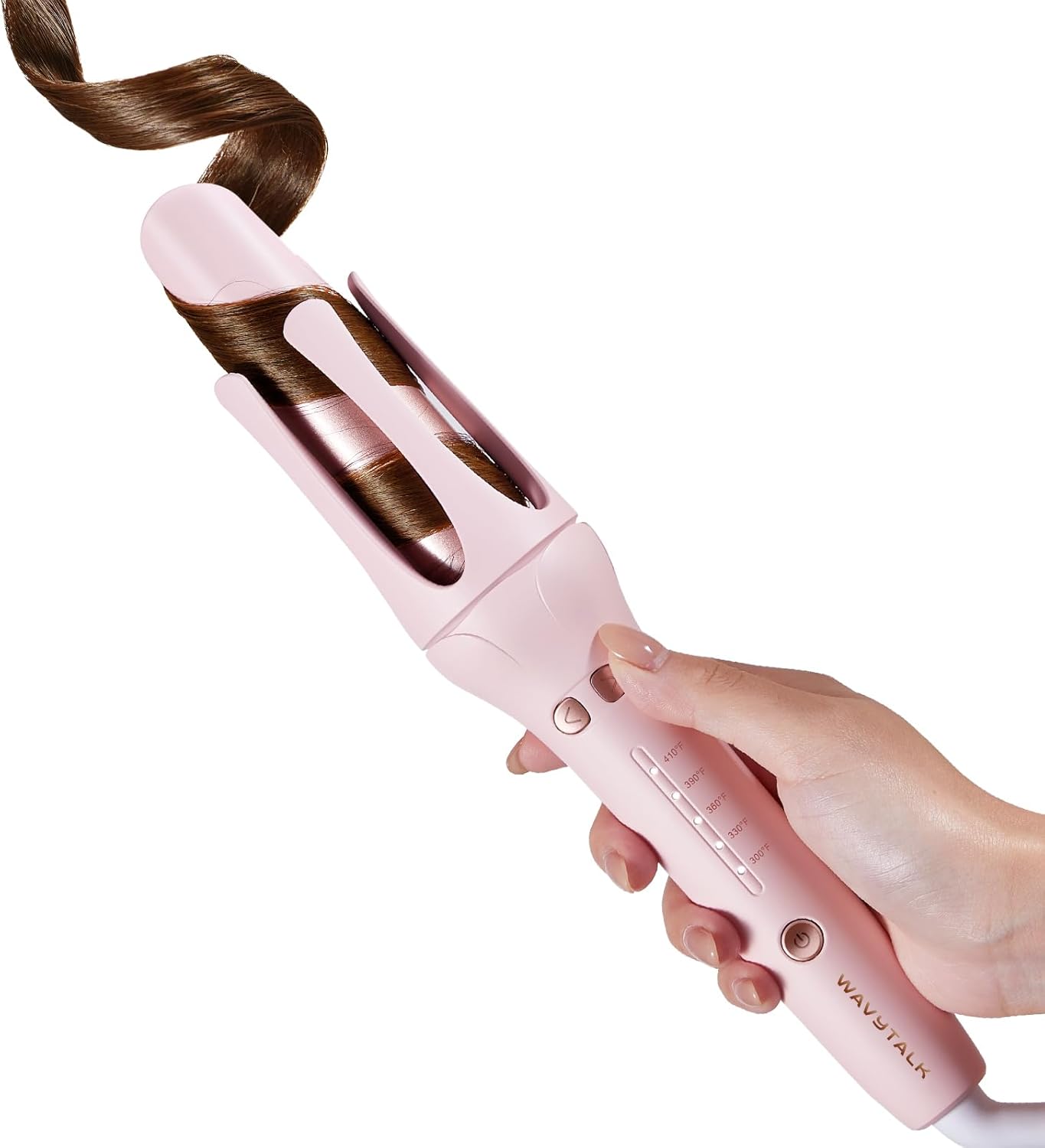 Wavytalk Automatic Curling Iron, Automatic Hair Curler for Shiny & Effortless Curls, Dual Voltage Curling Iron & Lightweight for Travel （1.25 Inch, Pink）