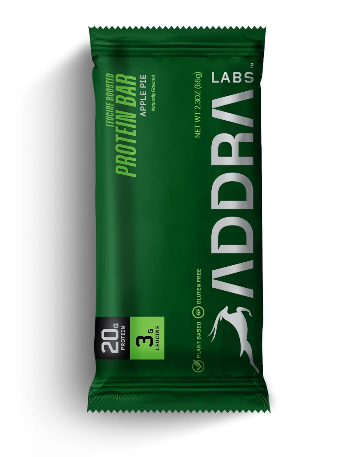 ADDRA Protein Bars - 20g Plant-based Muscle Recovery Protein Bars with 3g of the Recovery BCAA, Leucine, for Runners, Cyclists, Triathletes, Gluten-Free, Low Sugar, Vegan, Apple Pie Flavor, 8 bars