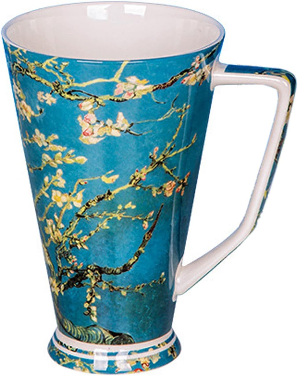 Eplze YBK Tech Bone China Teacup, 19oz Large Coffee Mug for Tea Lover and Art Lover- Van Gogh Oil Painting Series (Apricot Flower)