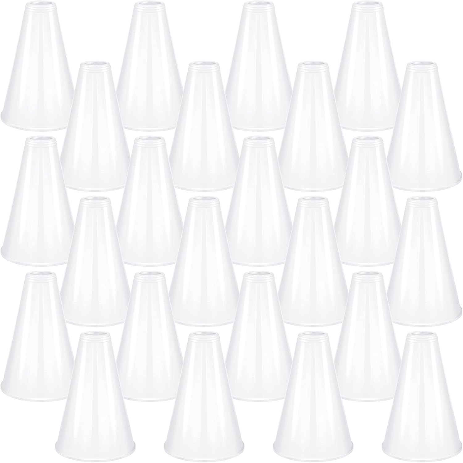 Deekin 24 Pieces White Cheer Megaphone Party Accessory Cheer Plastic Megaphone Cheerleading Megaphone Director Prop Noisemaker Toys for Party Favors Sports Match Game Outdoor Activities