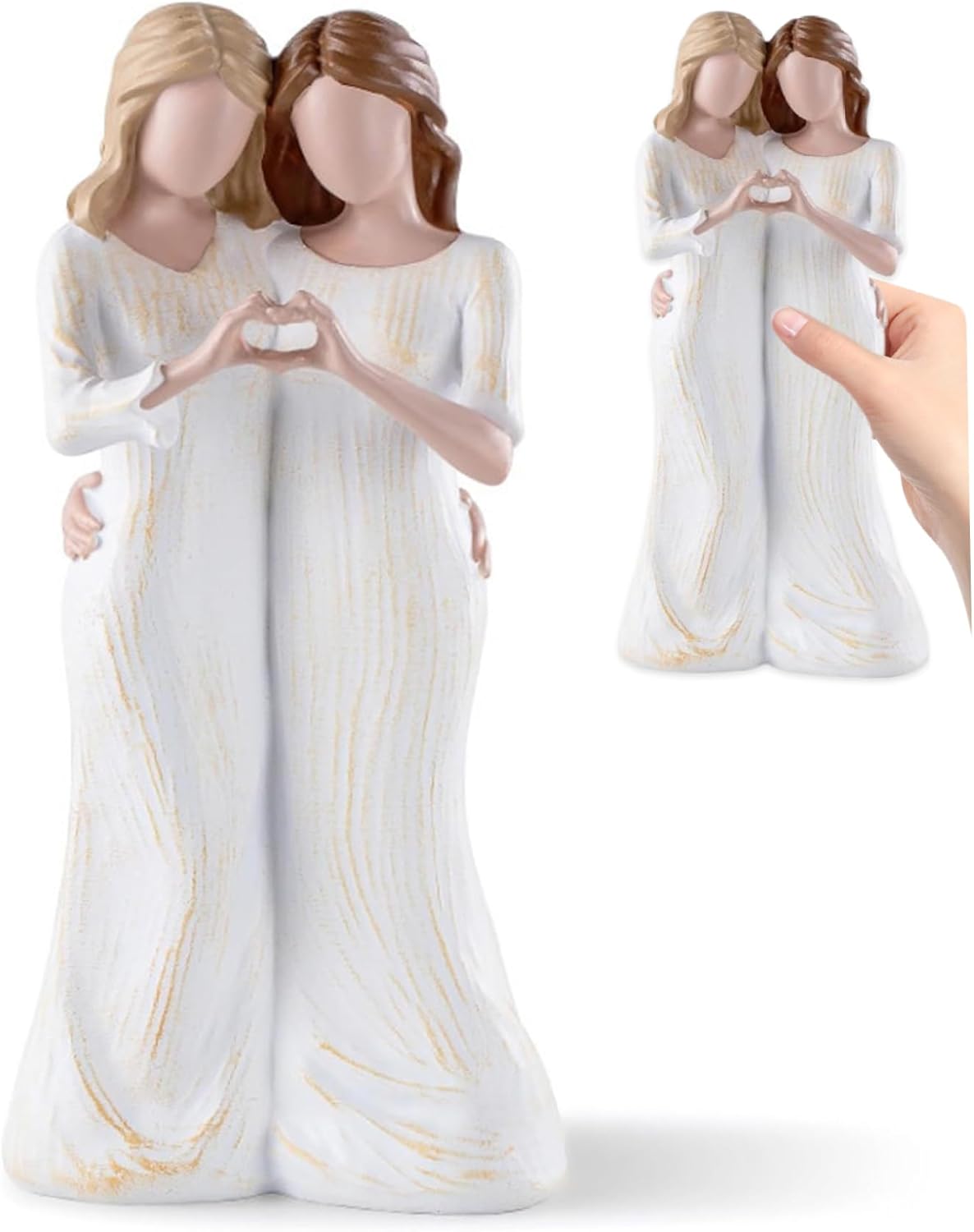 Ssguopte Mom and Daughter Figurine 7.9x3.5x3.2 Inch Resin Hugging Mother Daughter Gift, Meaningful Family Moments Mother and Daughter, For Home Living Room Decor
