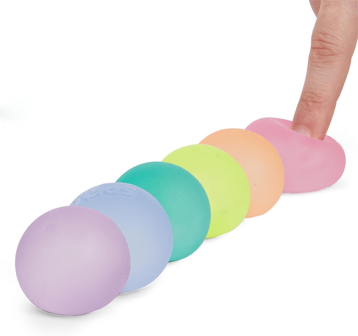 Speks Mini Gump Stress Balls | Ultra Soft Squishy Fidget Toy for Adults & Teens | Stress Relief & Desk Toy | Prism, 6 Pack