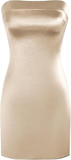 ZAFUL Women Tube Satin Mini Dress Bodycon Backless Silk Wedding Guest Cocktail Dresses