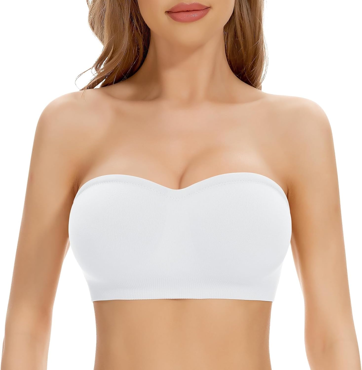 Push Up Strapless Bra for Women Padded Bandeau Bras Non-Slip Silicone Seamless Wireless Tube Tops Bra Supportive Bras for Bigger Bust Non Wired Comfort Bralette