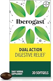 Iberogast Softgels, Herbal Relief of Stomach Upsets: Occasional Indigestion, Bloating, Gas, Nausea, Upset Stomach; 6-Herb Blend with Iberis Amara, Peppermint, Licorice, Lemon Balm; 30ct