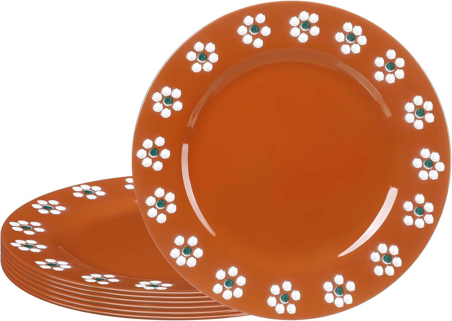 Havawish 6 Pcs Mexican Party Plates Platos De Barro Mexicanos Party Decorations 10" Round Terracotta Plastic Plates Grande Clay Mexican Gifts for Cinco De Mayo Wedding Party Supplies