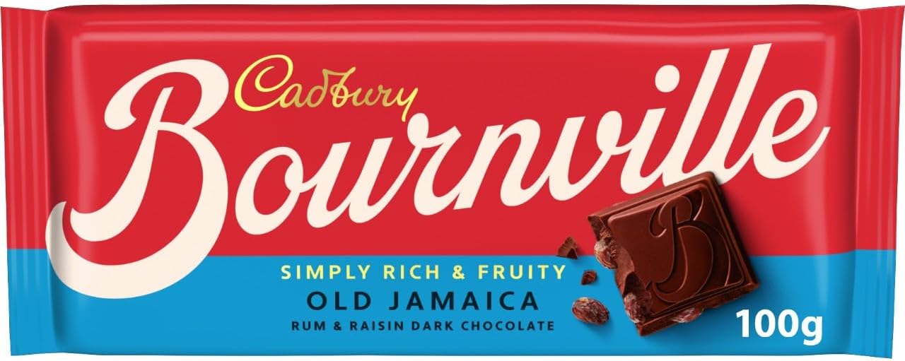 Cadbury Bournville Old Jamaica Dark Chocolate Bar, Rich Dark Chocolate With Rum & Raisin, 100 g (Pack of 1)