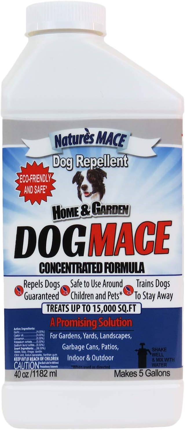 Nature’s MACE 40oz Concentrate Dog Repellent Spray, Keep Dogs Out of Your Lawn and Garden, Dog Training Corrector, Stop Chewing Dog Spray, Safe Around Kids, Pets, & Plants, 15,000 Sq Ft