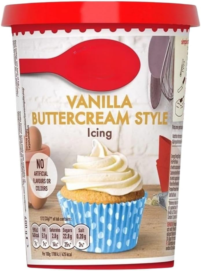 Vanilla Buttercream Flavour Icing 400g x 1, Compatible with Betty Crocker Brownie Recipes, Instant Ready to Use Frosting for Cakes Cupcakes Baking with Welari Thank You Card | (1pack)