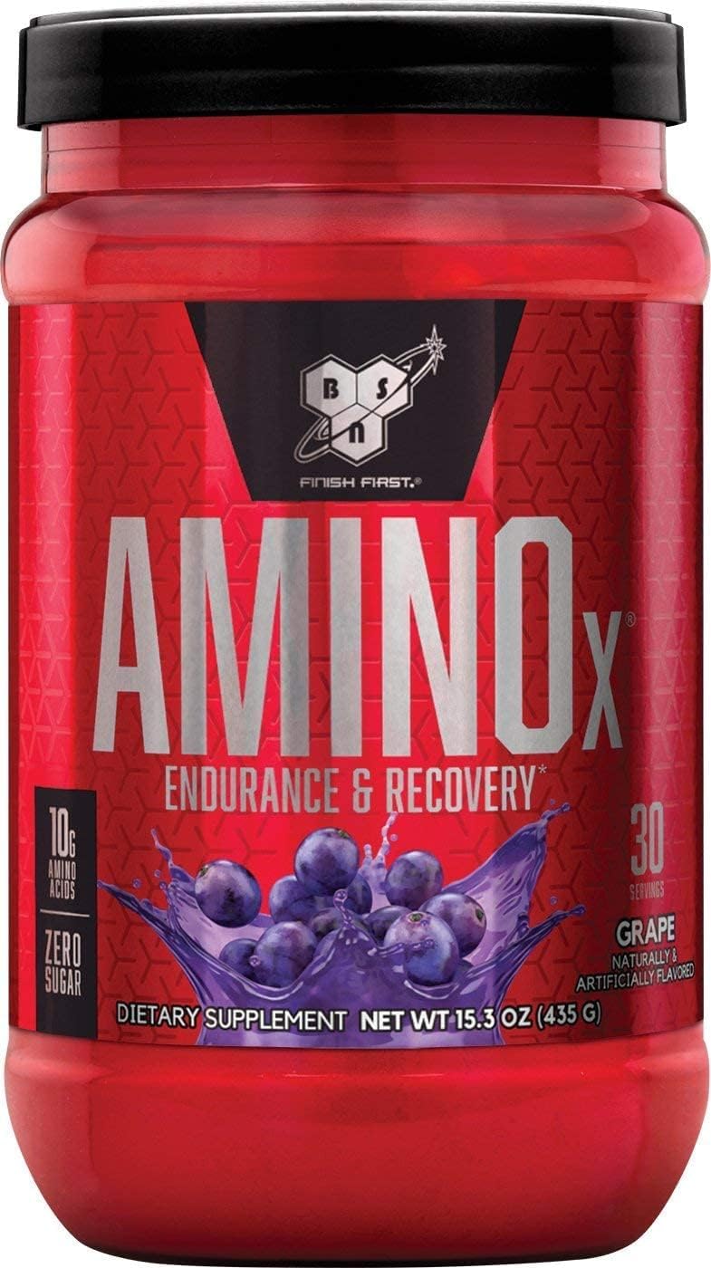 BSN Amino X Muscle Recovery & Endurance Powder with BCAAs, 10 Grams of Amino Acids, Keto Friendly, Caffeine Free, Flavor: Grape, 30 servings (Packaging may vary)