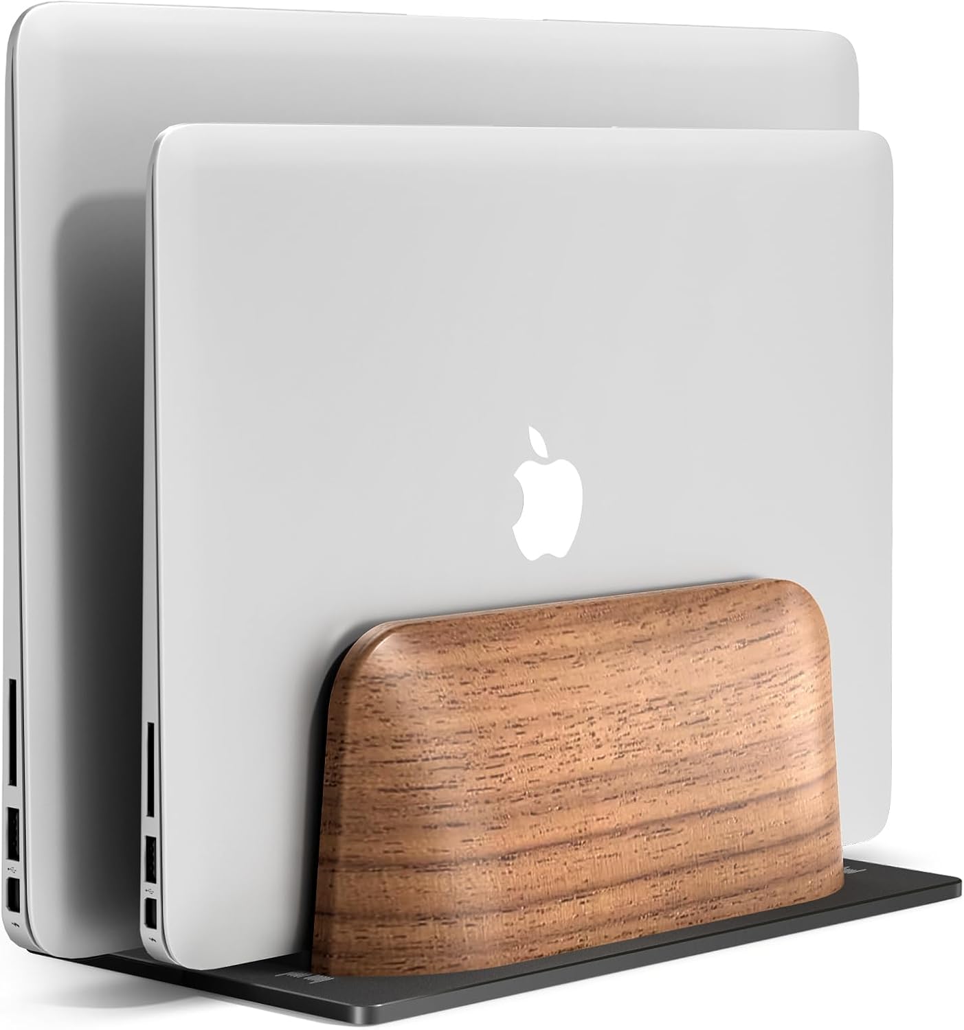 UPERGO Double Dock Version Vertical Laptop Stand，Black Walnut Laptop Holder (Black Walnut)