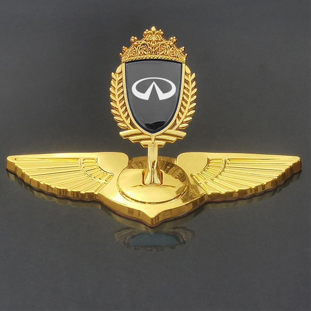 Car 3D Standing Hood Badge for Infiniti QX60/QX50/Q50L/QX55 Metal Body Stickers Side Badges Labels Exteriors Accessories,Gold-Black