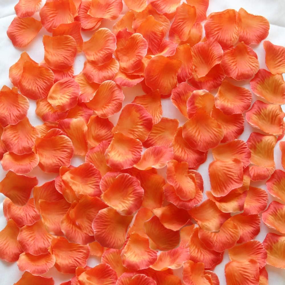 Time to Sparkle Pack 200 Silk Rose Petals Confetti Wedding Flowers Party Decoration, Sunset Orange