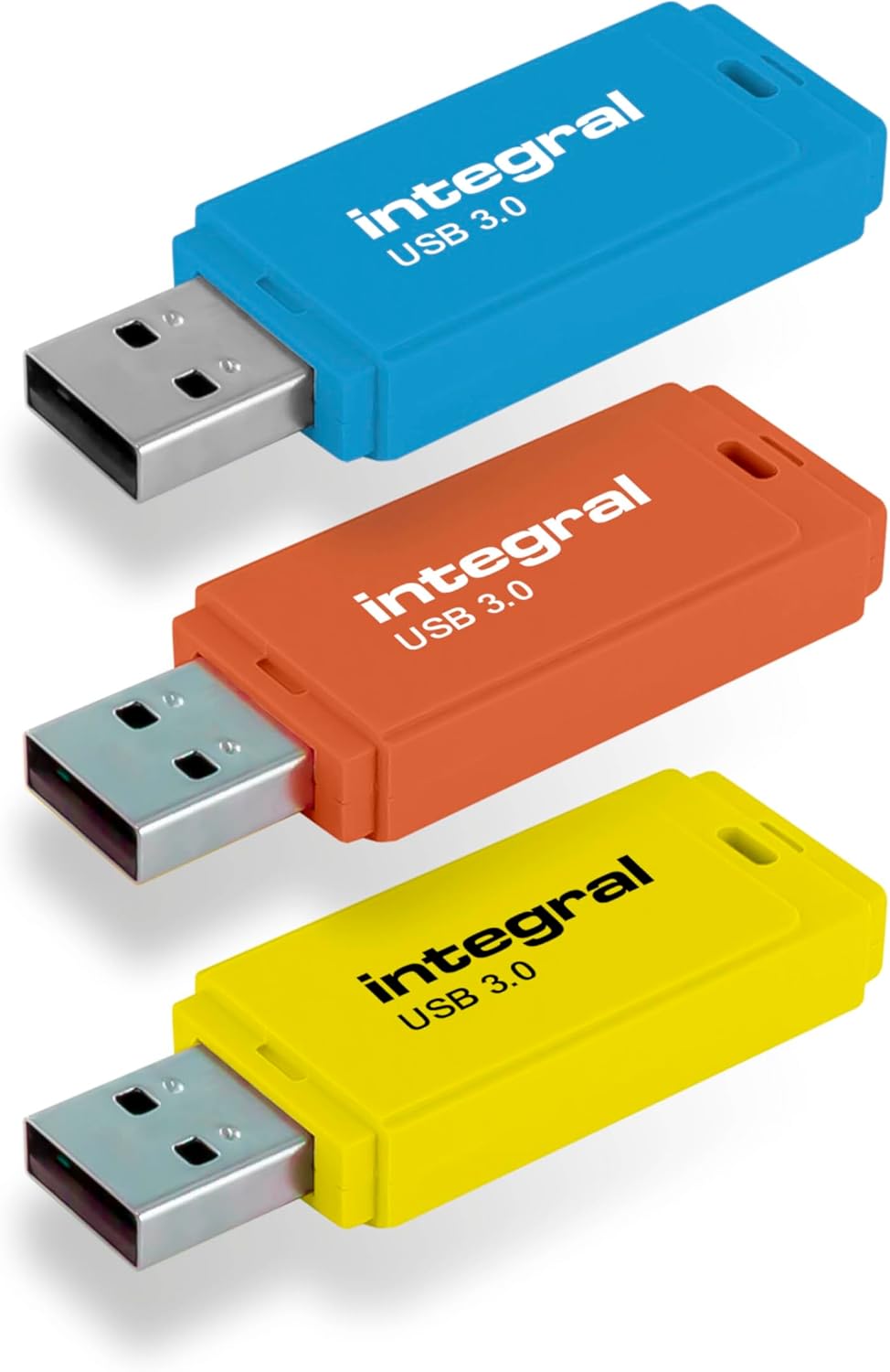 Integral Neon USB 3.0 64GB Flash Drive 3-Pack (Blue/Yellow/Orange)
