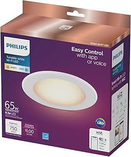 Philips Tunable White 5/6 in. LED 65W Equivalent Dimmable Smart Wi-Fi Wiz Connected Recessed Downlight Kit