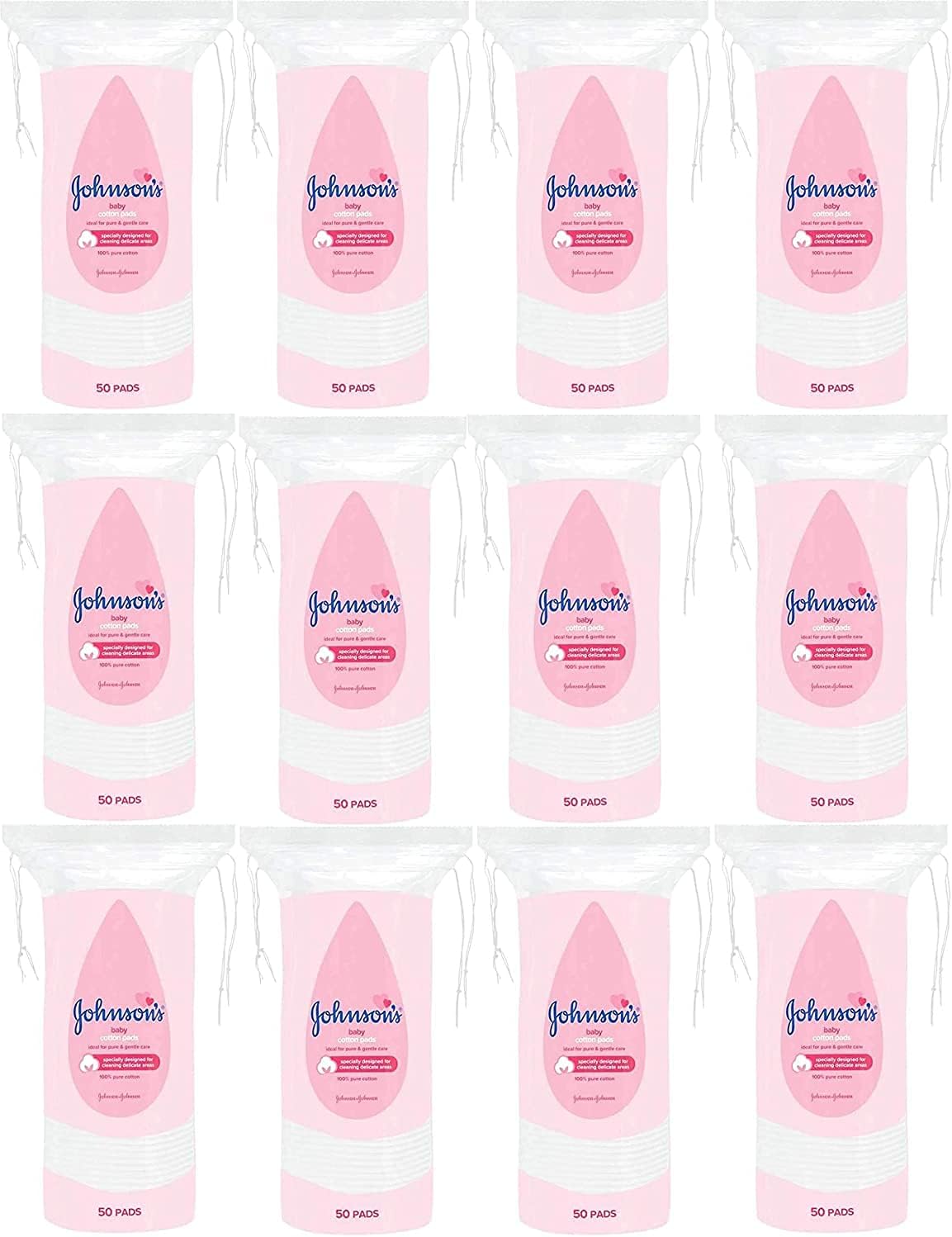 Johnson's Baby Cotton Pads - Pack of 12 x 50