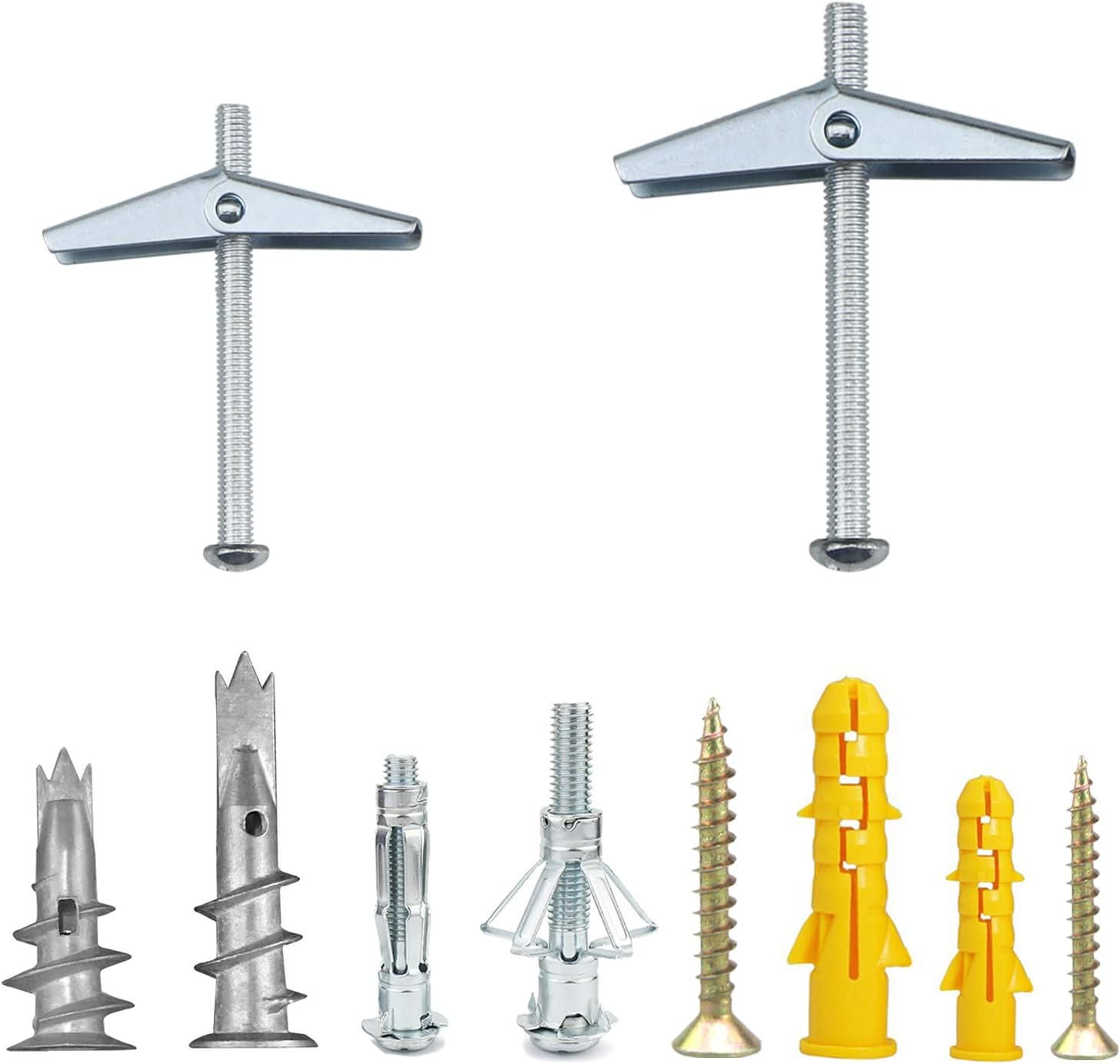 Lemiyoo 136 Pcs Plasterboard Fixings Heavy Duty,Wall Plugs And Screws,Hollow Wall Anchor Bolts Set For Plaster Boarding,Dry Walls,Brick,Masonry,Metal,Concrete,Tv Fixings Rawl Plugs Kit