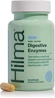 Hilma Digestive Enzymes for Women – Bloating Relief with Turmeric, Dandelion Root & Gluten Digestive Enzymes – Natural Gluten & Dairy Relief Pills – 60 Vegan Capsules