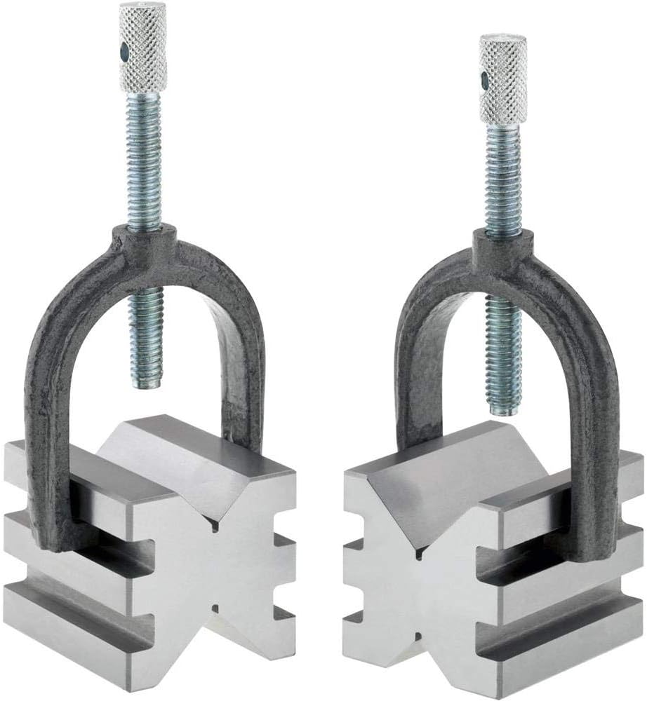 Grizzly T23889 V-Block Set with Clamp-Double Slot by Grizzly