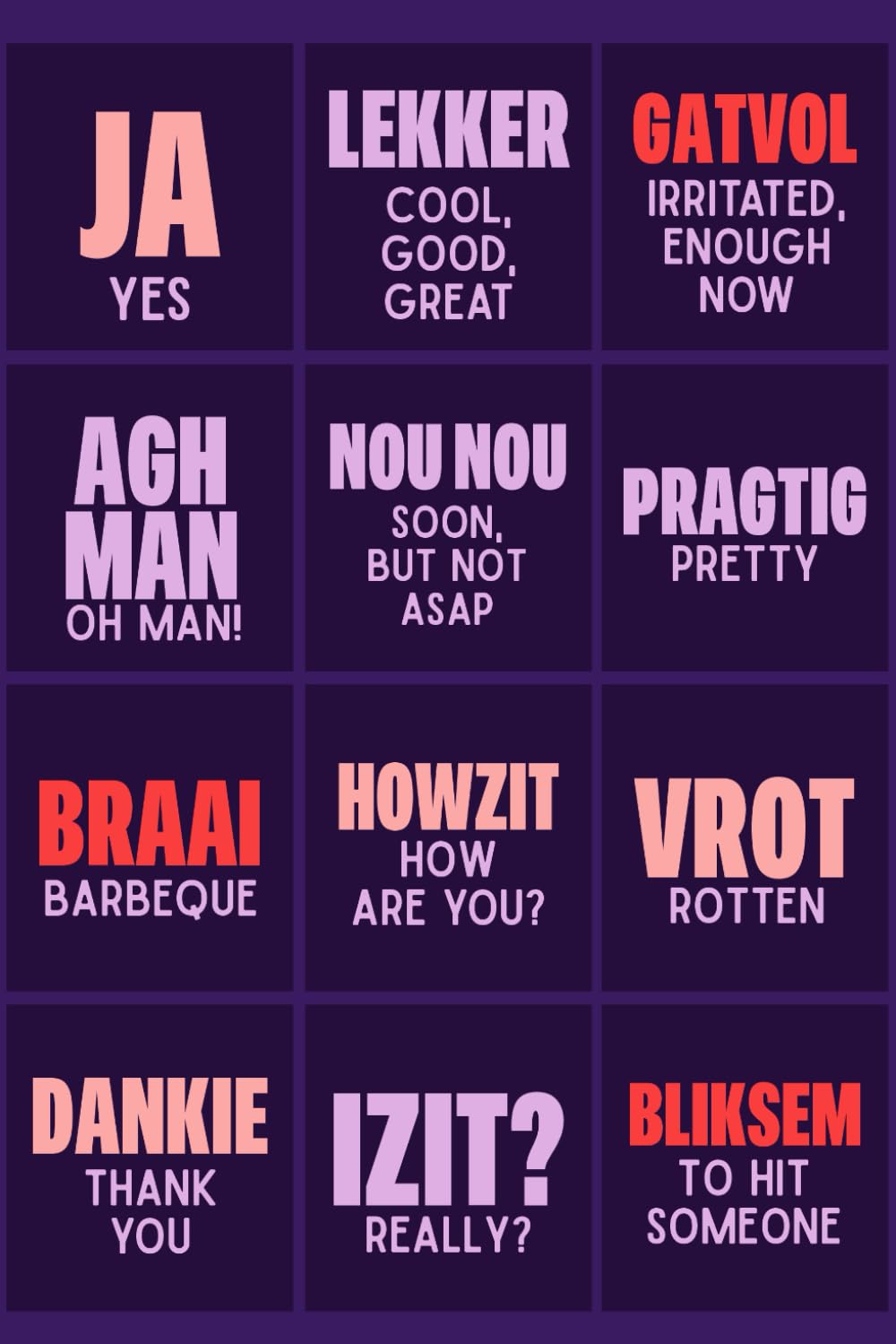 LEKKER BLOCKS – Bold South African Slang Journal | Purple & Plum Grid Edition | 150 Lined Pages | Glossy Cover | Saffas Living Abroad