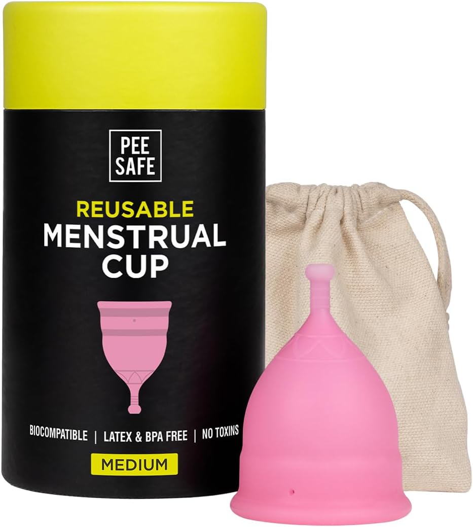 PEESAFE Menstrual Cups Medium | Size A | 18 Years & Above (Have Not Given Birth Vaginally) | Period Cup | Menstrual Cup | 100% Medical Grade Silicone | Travel Pouch Included | Leakage Proof