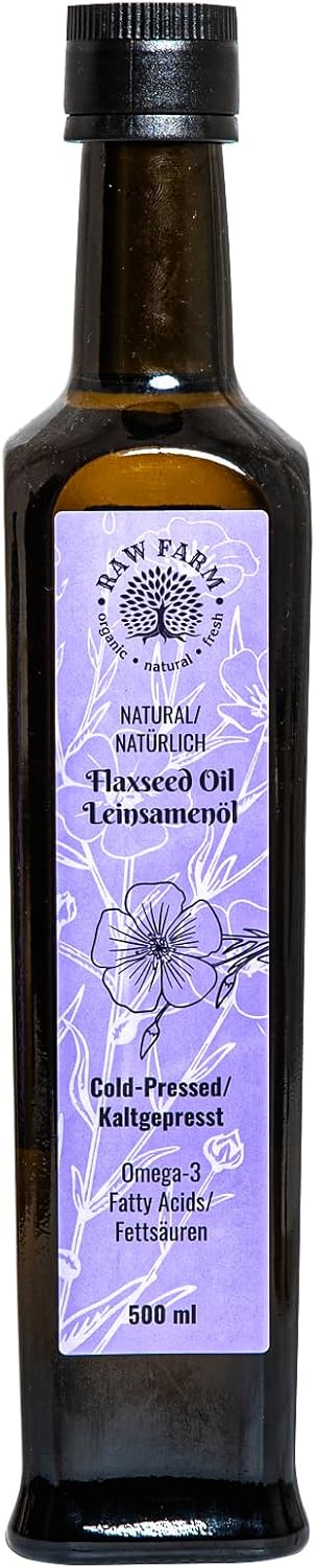 500 ml Flaxseed Oil – Cold Pressed, Omega-3 Rich – Pure & Natural, Free from Additives & Preservatives – Vegan, Non-GMO, Unrefined Linseed Oil