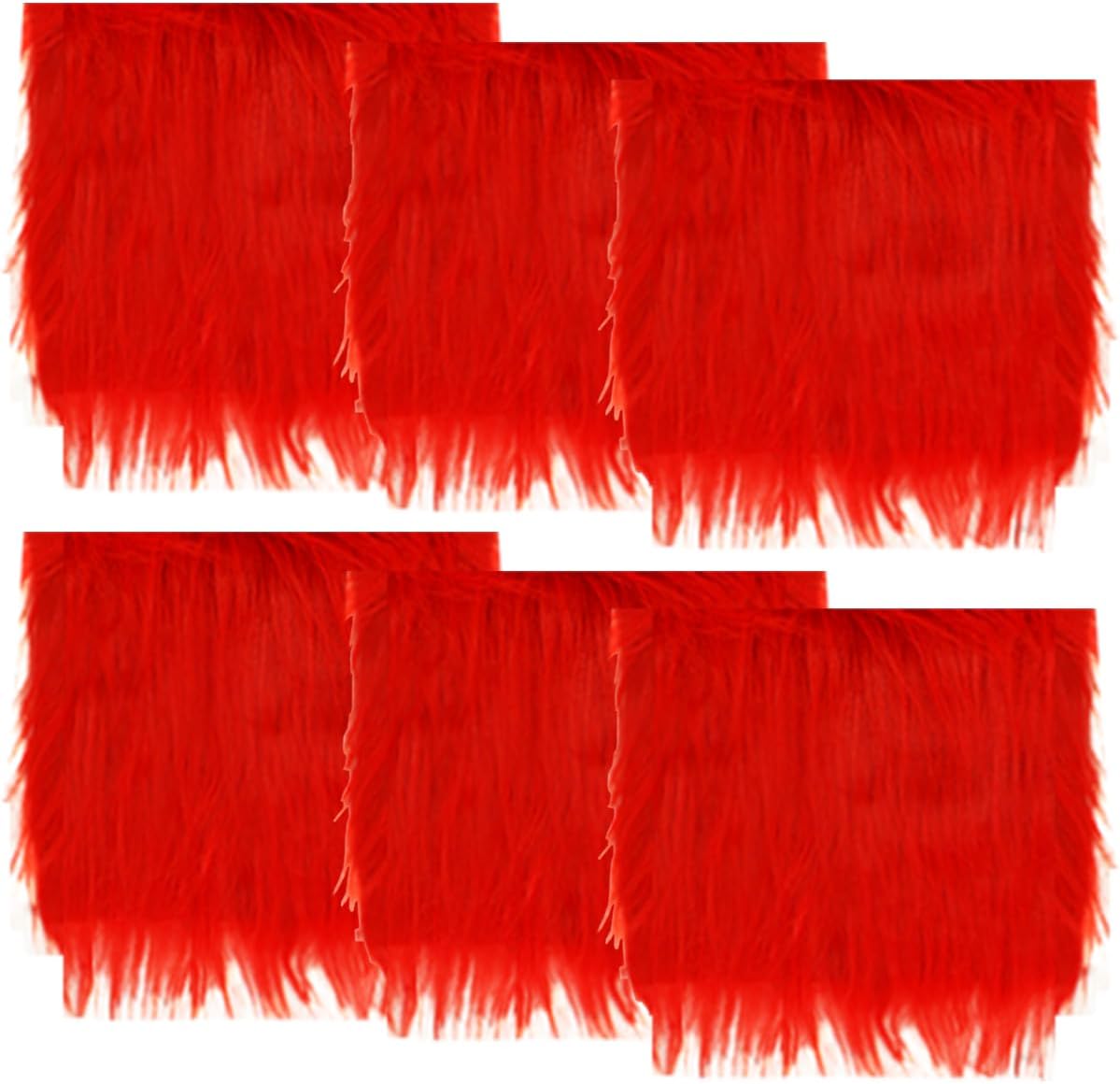 Faux Fur Fabric Christmas Winter Squares Shaggy Fur Fabric Patches Red