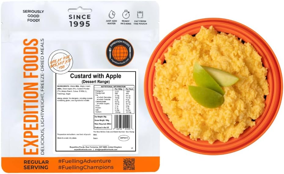 EXPEDITION FOODS Custard with Apple (Breakfast/Dessert Range) | Freeze-Dried Camping & Hiking Food