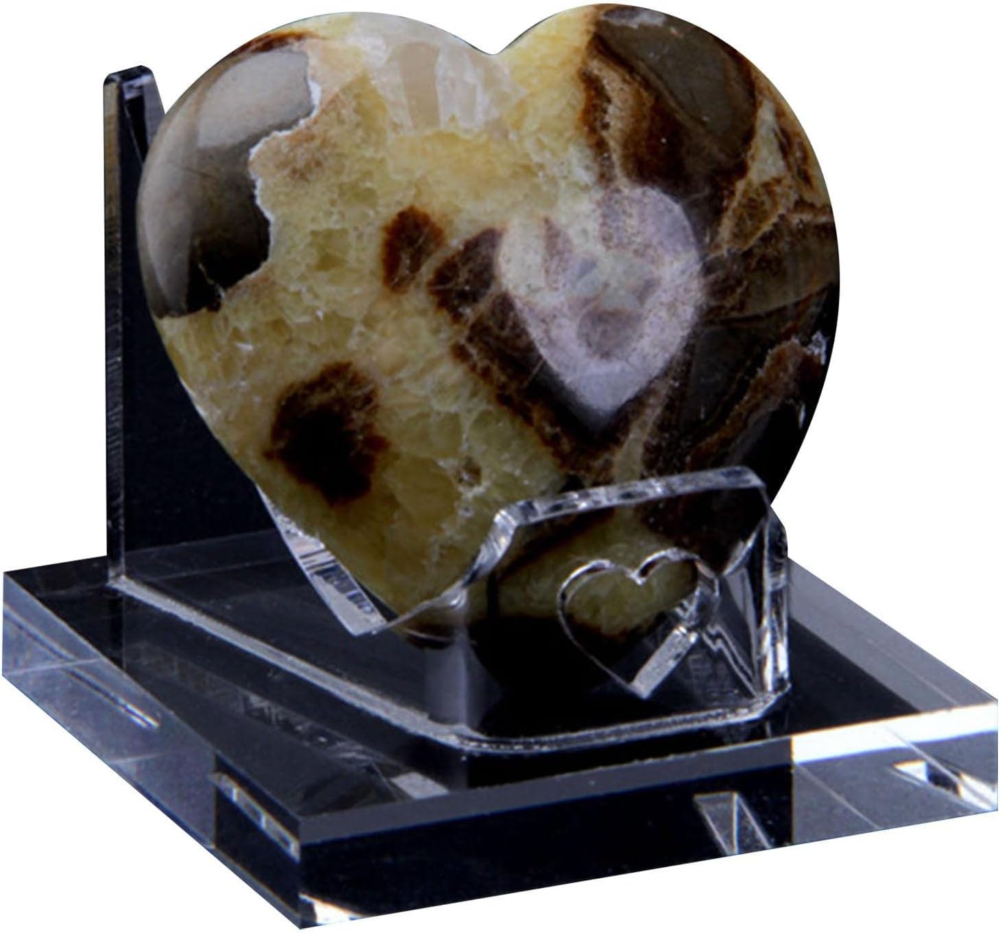 HOMRAA Acrylic Heart Shape Display Stand, Multi-Purpose Holder for Collectibles, Crystals, Fossils, Minerals, Rocks, Geode, Agate, Clear Display Easel Stand