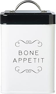 Amici Pet Pet Treat Collection, , Sparky Bone Appetit Metal Storage Canister, 36 oz, 36 Fluid Ounce Capacity, Black Push Top Lid