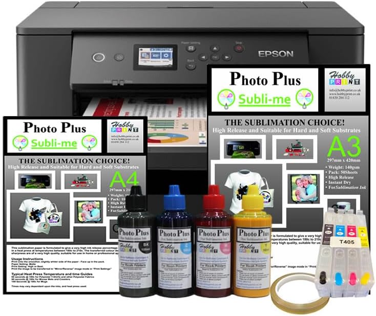 HobbyPrint Fast A3 Sublimation Printer Bundle - WF-7310DTW Sublimation Kit.