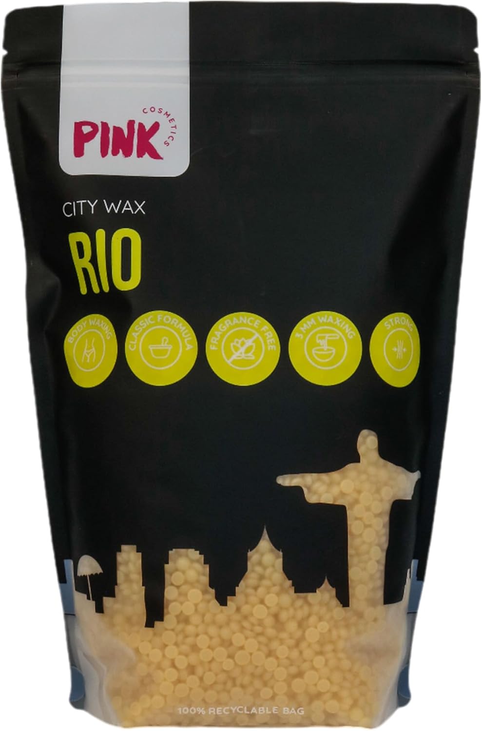 RIO CITY WAX 1000g - Stripless Professional Hot Wax Beads for economical waxing - Full Body Hard Wax Beans - Hair Removal Wax - Bikini Wax