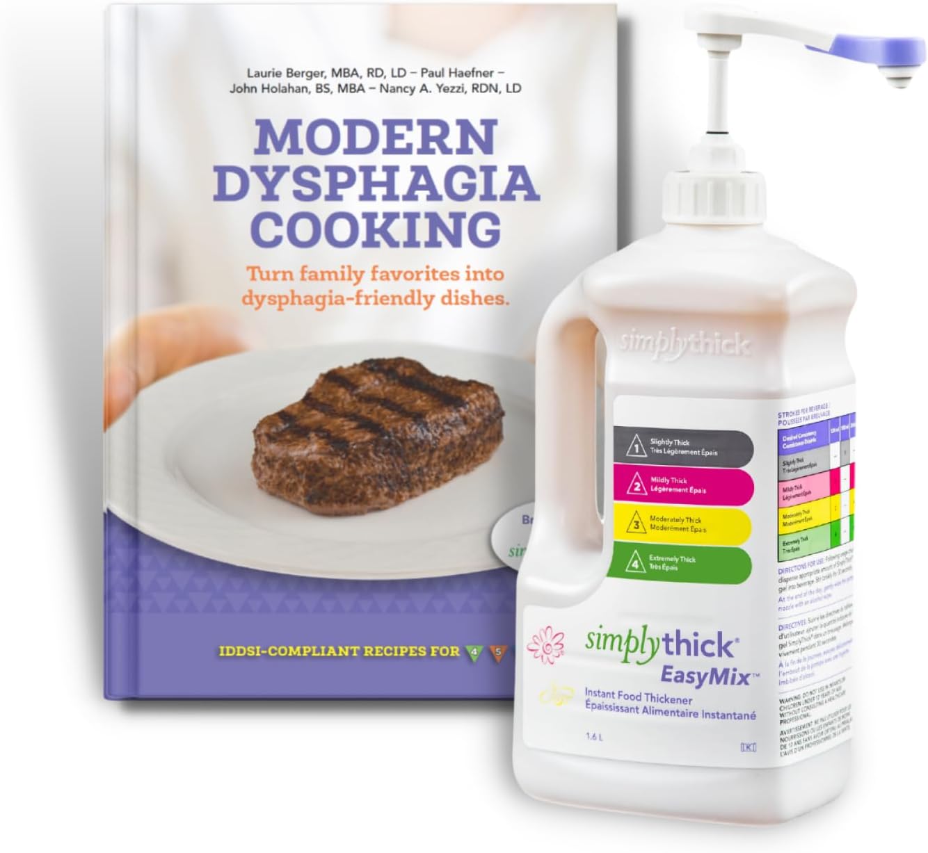 SimplyThick EasyMix Dysphagia Care Bundle | Includes 55 Fl Oz Simply Thick Gel Thickener Bottle with Pump and Modern Dysphagia Cookbook with Recipes for Those with Dysphagia & Swallowing Disorders