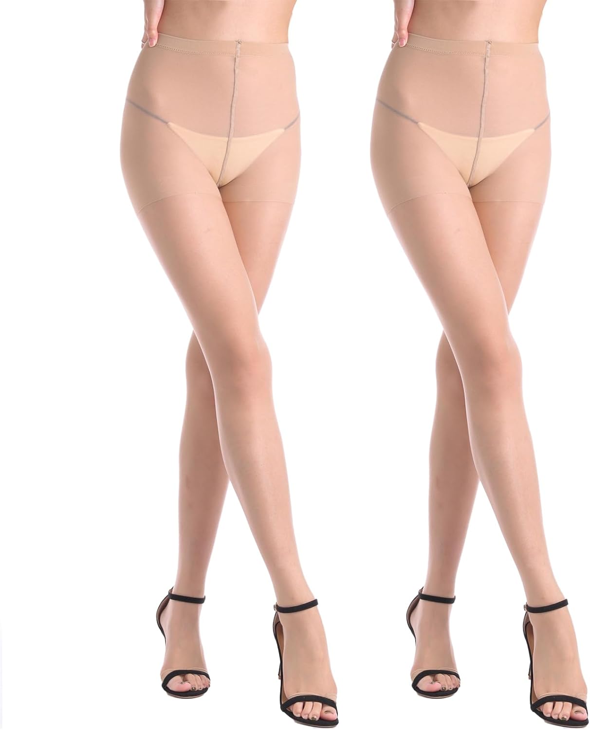 Weziarer Women's Toeless Pantyhose - 20D Open Toe Sheer Tights with Control Top For Women